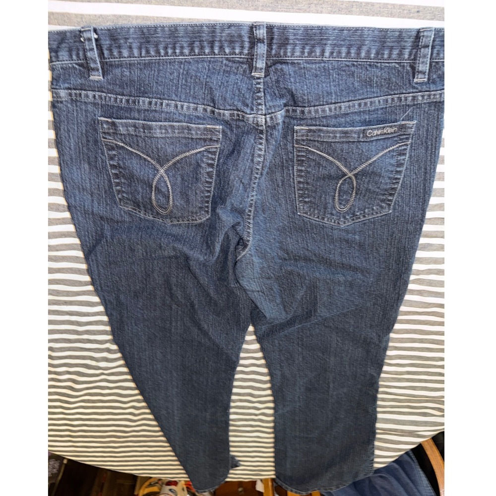 Calvin Klein Jeans Womens 33/16 Dark Wash Stretch Straight Leg Blue Denim